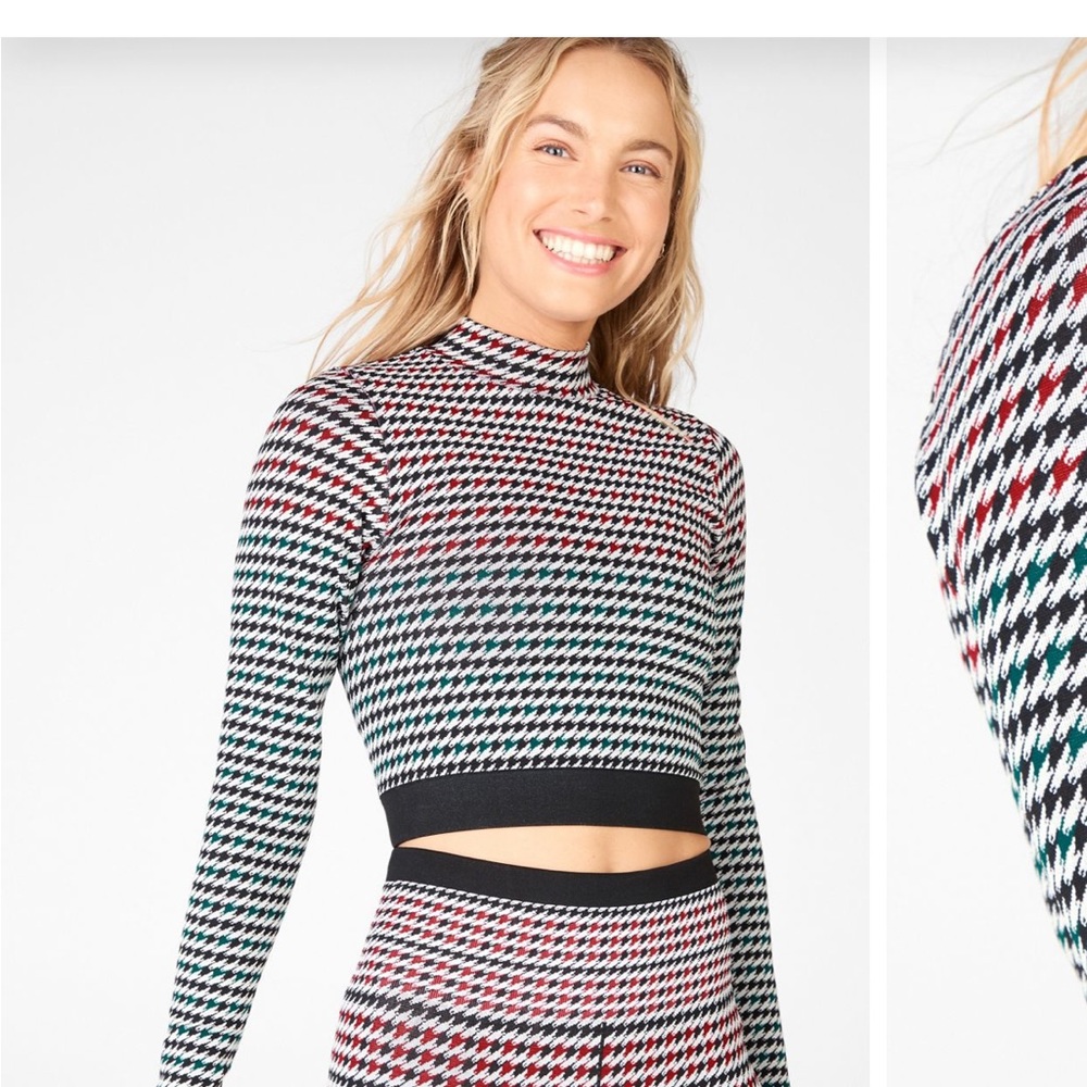 Camryn Houndstooth Seamless Long-Sleeve
